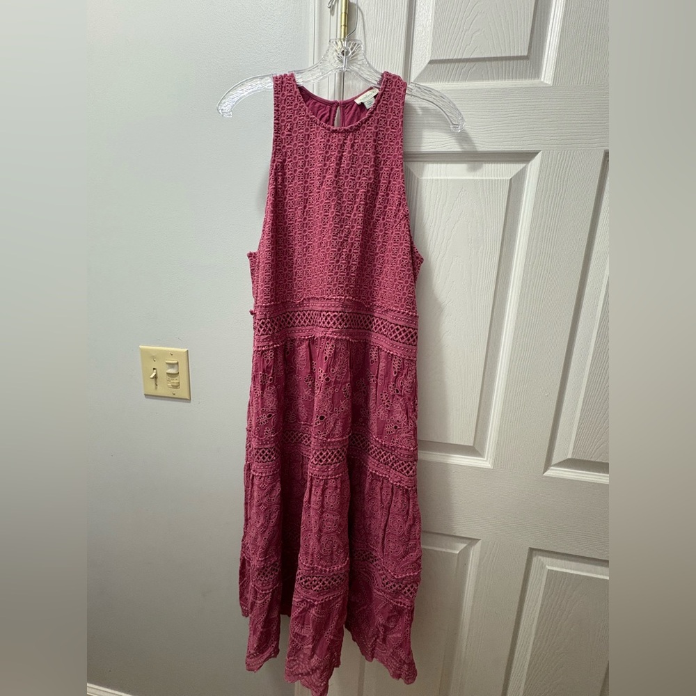 Sundance Dreamers Believe Hibiscus Mulberry Pink Dress Eyelet Embroidery XLP